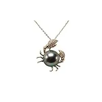 jyx collier avec pendentif en perle de tahiti ronde vert paon 10 mm