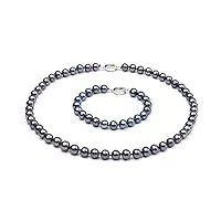 jyx 9-10mm aaa ronde collier de perles de culture d'eau douce ronde ensemble