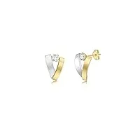 carissima gold boucles d'oreilles or bicolore 9 cts oxyde de zirconium pour femme