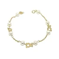 never say never - bracelet de communion en or jaune 18k avec 8 perles de culture (Ø5 mm)