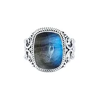 bague argent 925 sterling labradorite bleu anneau véritable argent femme (no.: mrg-071-05)