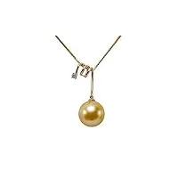 jyx pearl collier en or 14 carats de qualité aaa avec véritable perle de culture ronde dorée des mers du sud 10,5 mm