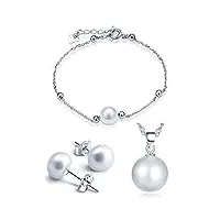 yumilok bijoux ensemble pour femme fille collier et bracelet et boucle d'oreille en argent 925 et perle bijoux perle élégant