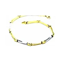 pegaso gioielli – bracelet or jaune 18 cts blanc homme – barrettes segments lustré et semirigidi bicolore cm 20,50