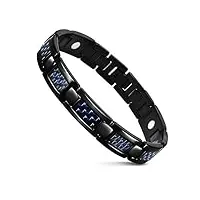 jfume bracelet magnétique pour homme bracelet noir bijoux avec outil de retrait de lien en fibre de carbone bleu 8,5" réglable