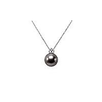jyx pearl collier de pendentif perle de tahiti ronde noire 12-13mm en argent 18"