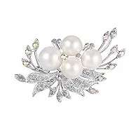 fleur broche femme "pureté, puissance et richesse" luxe perle artificielle broche bijoux vintage avec cristaux cadeau fete des meres, cadeau maman anniversaire mariage
