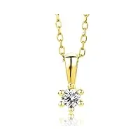 orovi collier femme, chaîne en or jaune avec pendentif en diamants 0.08 crt 9 carat / 375 or