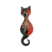 glass of venice pendentif chat en verre de murano - noir et rouge