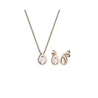 elli - parure collier et boucles d'oreille - plaqué or - goutte - oxyde de zirconium - 0903523117_45 - 45cm