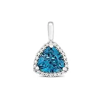 eds jewels pendentif femme or blanc 375/1000 et diamant brillant 0.07 carat avec topaze bleue de londres - 15mm*9mm wjs14364