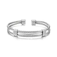 coolsteelandbeyond bracelet en acier inoxydable pour hommes femme - réglable bracelet manchette câble torsadé - couleur argent