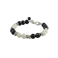 novica femme onyx blanc perle d'eau douce cultured 0,925 perles d'argent bracelet, 7,25", magique karen »