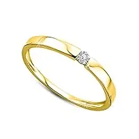 orovi bague femme, bague de fiançailles en or jaune bague solitaire avec diamants 0.05crt 9 carat / 375 or bijoux bague fait à la main en italy