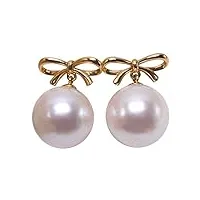 jyx boucles d'oreilles en or 18 carats avec perles d'eau douce edison blanches 12 mm