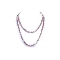 collier de chandail de collier de perles d'eau douce cultivées rose naturel jyx 48 "