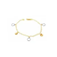 bracelet fleur or bicolore 18 carats - coffret cadeau - certificat de garantie - mondepetit