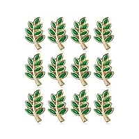 bobijoo jewelry - lot de 12 pins 10mm branche d'acacia email vert franc-maçon pin's doré or fin