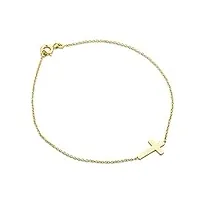 miore bijoux pour femmes bracelet avec croix chaîne en or jaune 9 carats / 375 or, longueur 18 cm