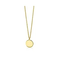 miore bijoux pour femmes collier pendentif disque rond chaîne en or jaune 9 carats / 375 or, longueur 43 cm