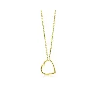 miore bijoux pour femmes collier pendentif cœurchaîne en or jaune 9 carats / 375 or, longueur 42 cm