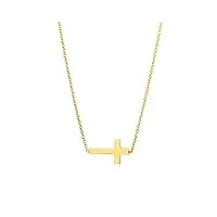miore bijoux pour femmes collier pendentif croix chaîne en or jaune 9 carats / 375 or, longueur 43 cm