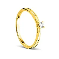 orovi bijoux femme, bague de fiançailles solitaire en or jaune avec diamant 0.07 ct coupé brillant 9 kt / 375 or
