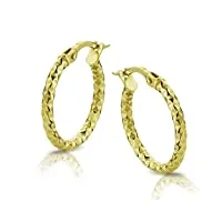 orovi boucles d'oreilles femme, créoles en or jaune 18 carat /750 or bijoux