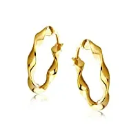 orovi boucles d'oreilles créoles en or jaune 9 carats (375), dorée
