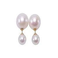 jyx luxueux perle boucles d'oreilles series-gorgeous 7–11 mm blanc perle boucles d'oreilles en or 18 k