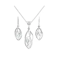 starborn creations argent sterling herkimer diamant à quartz pendentif et boucles d'oreilles avec chaîne de 40,6 cm