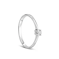 orovi bague de fiançailles pour femme - or blanc 14 carats (585) - diamant 0,05 carat - fabriquée à la main en italie, dorée, diamant