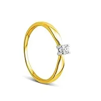 orovi bague de fiançailles pour femme en or jaune 9 carats (375) avec diamants brillants 0,10 carat, fabriquée à la main en italie, doré, diamant