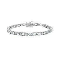 dazzlingrock collection bracelet rivière pour femme en argent sterling avec aigue-marine ovale et saphir blanc de 1,5 mm
