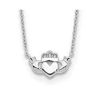saris and things 14k or blanc poli collier 17 pouces claddagh