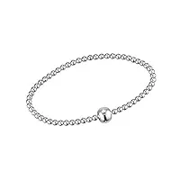 materia bracelet de perles pour femme et fille - bracelet extensible en argent 925 doré, or rose, noir ou argenté - 17-22 mm, 17 centimeters, argent sterling, sans pierre