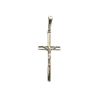 or blanc 18 carats pendentif croix, rhodium h 4,5 cm