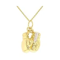 collier avec pendentif en forme de gants de boxe en or jaune 14 carats, or jaune, na
