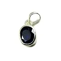 jewelryonclick saphir bleu naturel de pendentif charm 7 carat ovale pierre précieuse argent sterling 925
