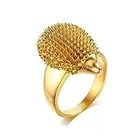 bobijoo jewelry - chevalière bague hérisson niglo acier inoxydable doré or fin plaqué homme femme - 63 (10 us)
