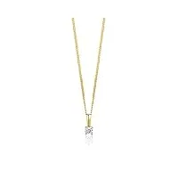 orovi bijoux femme, collier bicolor en or jaune et or blanc avec pendentif diamant 0.03 ct chaîne 9 kt / 375 or