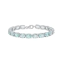 dazzlingrock collection 26.00 carats (ct) argent sterling ovale bleu topaze femmes bracelet de tennis