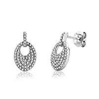 miore bijoux pour femmes clous d'oreilles cercles avec 114 diamants pavés 0.24 ct boucles d'oreilles en or blanc 9 carats / 375 or