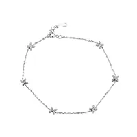 miore bijoux pour femmes bracelet avec fleurs en diamants 0.07ct chaîne en or blanc 9 carats / 375 or, longueur 18 cm