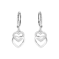 sofia milani - boucles d'oreilles pour femmes en argent 925 - avec pierre de zircon - boucles d'oreilles dangle avec motif en forme de cœur - 20453