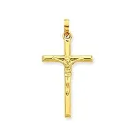 pendentif croix avec jésus en or jaune 750 18 carats - unisexe