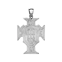 helios bijoux pendentif argent rhodié (argent 925‰ + protection rhodium) croix portugal grand modèle + écrin (offert) + certificat d'authenticité argent 925‰