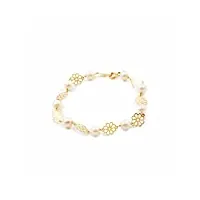 bracelet enfant perle et fleur or jaune 18 carats - coffret cadeau - certificat de garantie - mondepetit