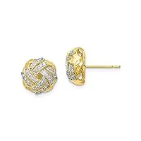10.26 mm 10 k diadème collection diamant poli post – boucles d'oreille doré grade plus élevée que or 9 ct