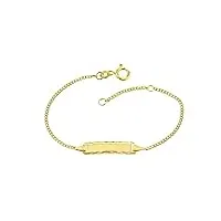 baby bracelet de bijoux de 585 or 14 cm gourmette plat * gravure * fabriqué en allemagne 5.56549